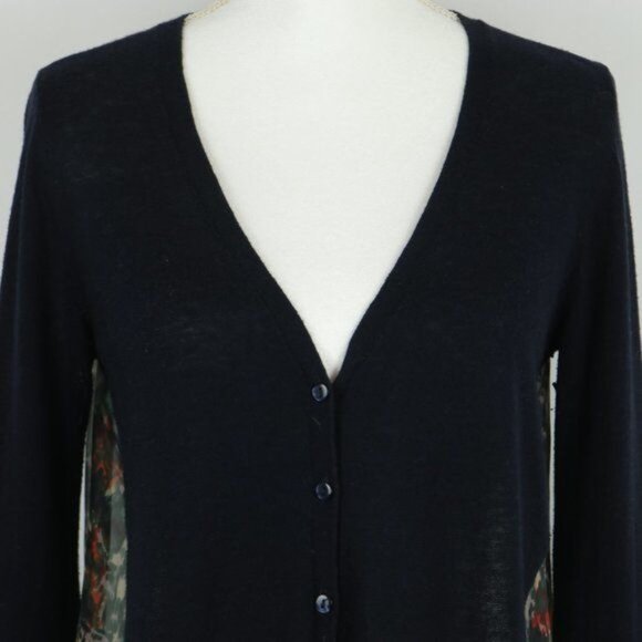 Anthropologie Yellow Bird Women's Small Black Button Up Sheer Back Cardigan - Picture 2 of 8